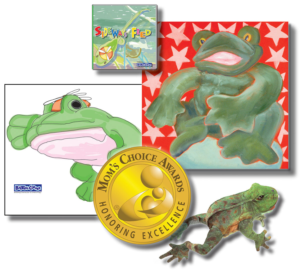 Fred Gift Set Includes “Sideways Fred” – Story About Determination, Folkmanis Puppet, 18x18 Canvas & Wall Decal